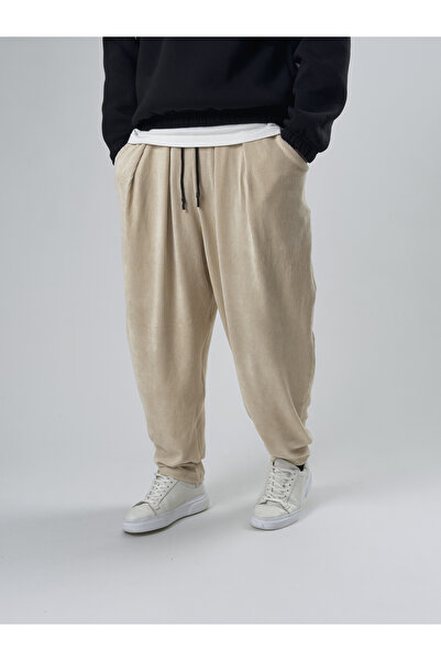 COCOPELLI Μπεζ πλισέ ανδρικό μισό φαρδύ παντελόνι COC2558