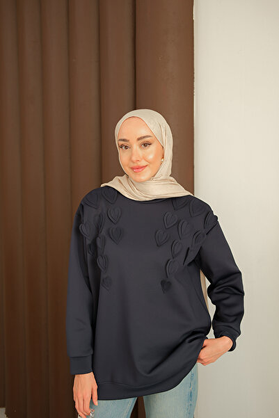 LOCCO Women's Heart Detailed Tunic Navy Blue