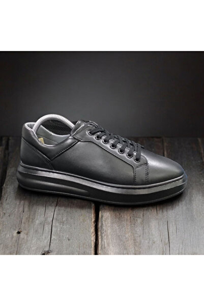 VİVA SHOES Sneaker Genuine Leather Men's Shoes (Black)
