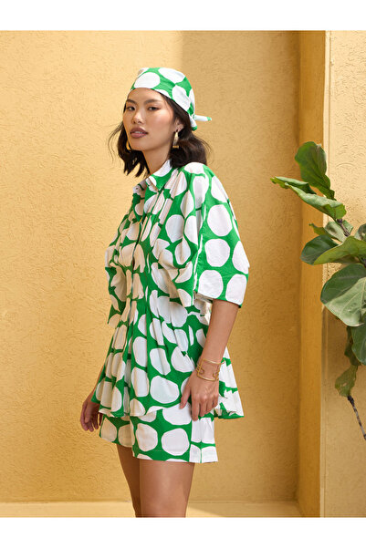 Sassafras By Styli Green Polka Dot Shirt with Shorts Co-Ords