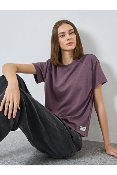 Styli Burgundy Boxy Fit Reglan Sleeve T-Shirt