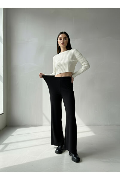 SARE ERKMEN Women's Knitwear Pants Stretchy Winter Wide Leg