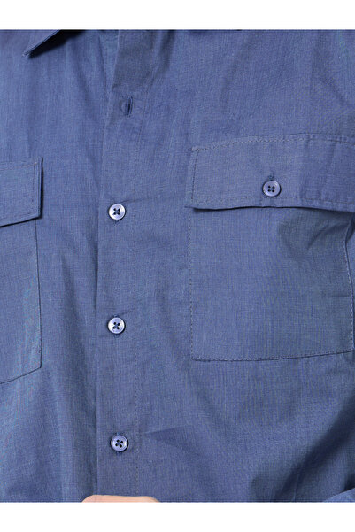 Styli Plain Blue Regular Fit Spread Collar Shirt