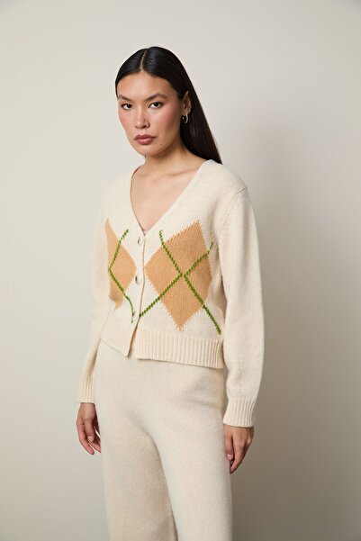 Serianno Kaşmir ve yün Karışımlı Argyle Desenli Hırka