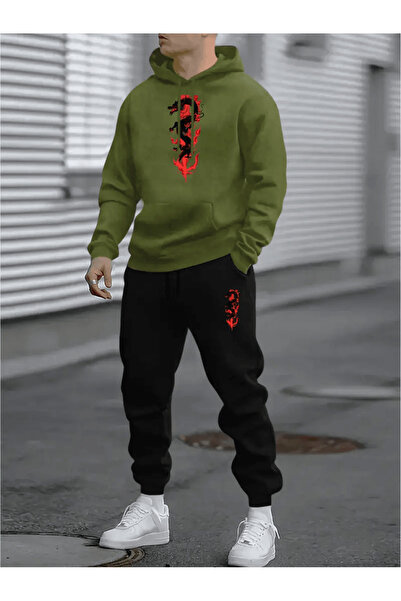 Flow touch Hoodie and Sweatpants Set (Red Symbol Printed)