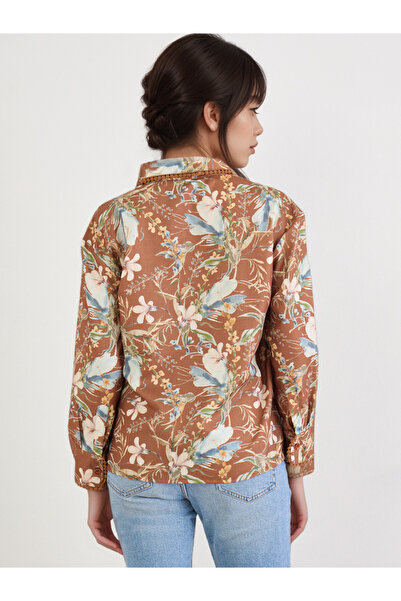 Styli Floral Print Brown Shirt
