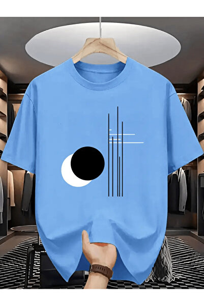 Flow touch Abstract Geometric Crescent Printed T-Shirt