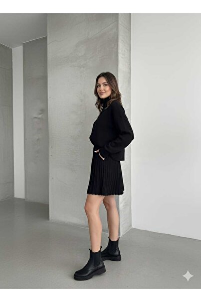 Cemre Life New Deux Fleece-Lined Skirt Pleated Double Suit