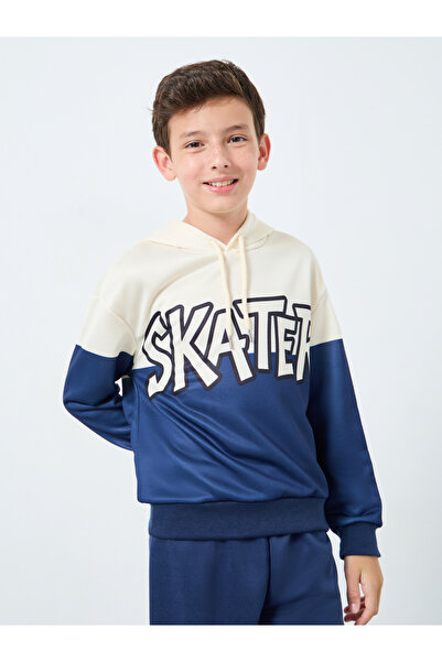 Styli Boys Blue Color Block Hoodie and Joggers Set