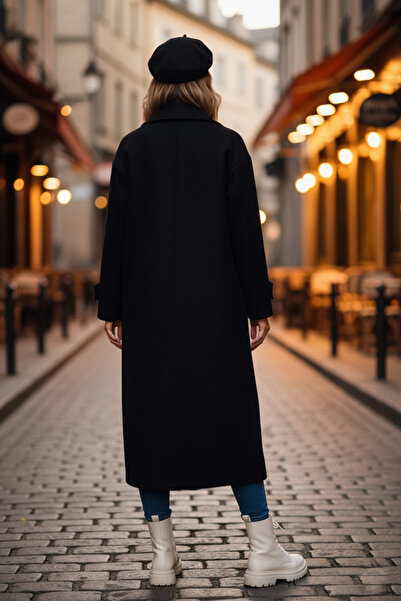 FERHEL Women's Adel Double-Breasted Collar Long Cashmere Coat