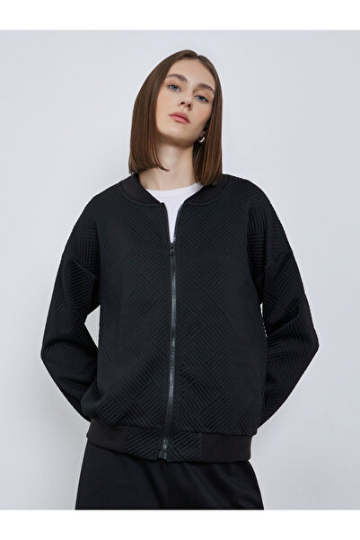 Styli Black Regular Fit Textured Jacket