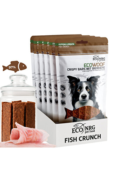 ECO NRG PET FOOD Dog Treats | Fish Snacks | CRISPY CATFISH BARS WITH BREWER'S YEAST | 6 x 125 g