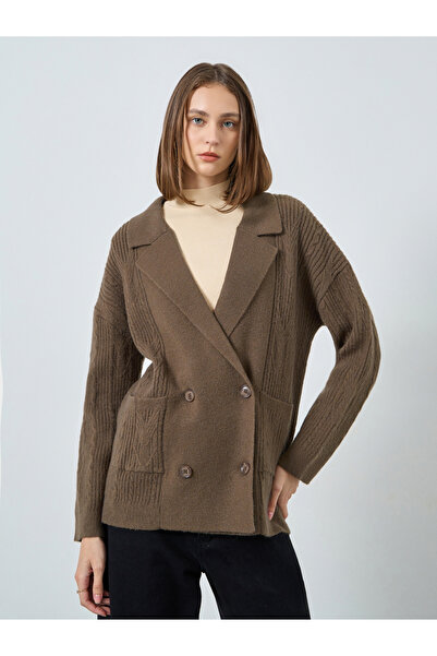 Styli Brown Longline Double Breasted Trench Cardigan