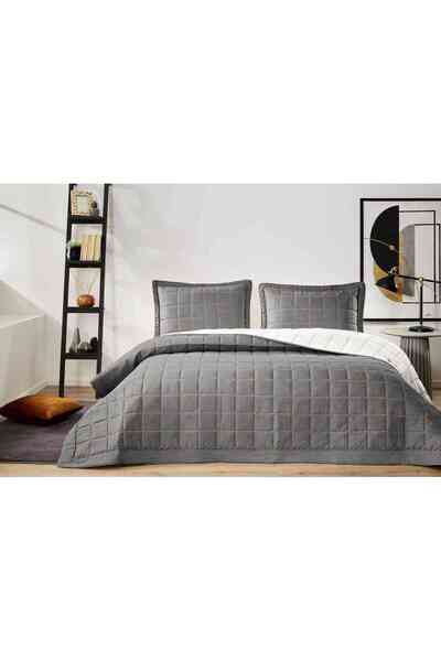 Özdilek Bedspread. Embroidered Square Anthracite 240X250