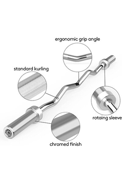 ZOCO BODY FIT Bara EZ Zoco Body Fit®, RX-056, curbată ergonomic, 120 cm lungime, fabricată din oțel cromat, Crom