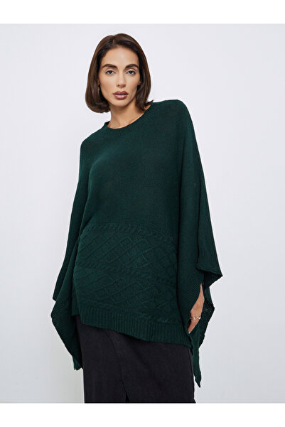 Styli Dark Green Knitted Cape Fit Sweater