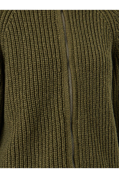Styli Olive Regular Fit Zip Up Sweater