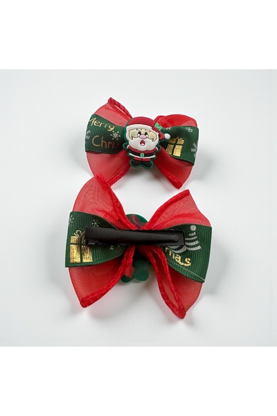 ALS Tasarım Dünyası Red Santa Claus Themed Christmas, New Year, Clip-On Hairpin