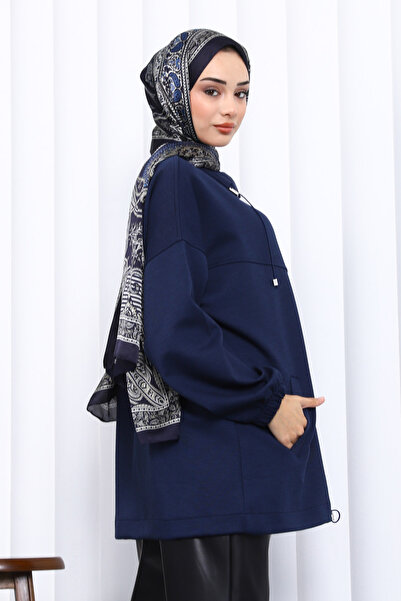 İmajButik Μπουφάν με λεπτομέρεια με κουμπωτά κουμπιά σε μπλε ναυτικό χρώμα