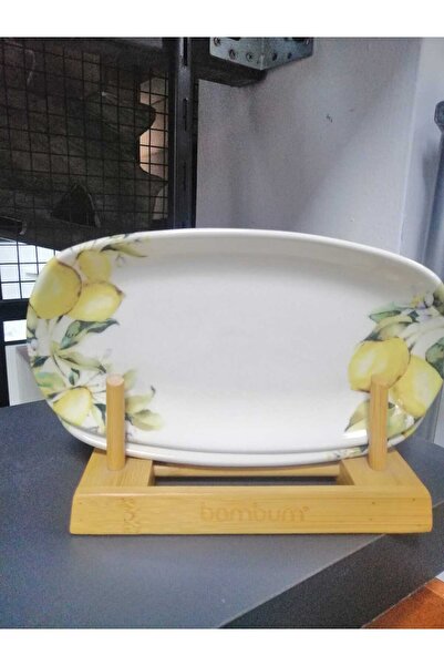 elif aksesuar Limon Desenli Porselen Kayık Tabak