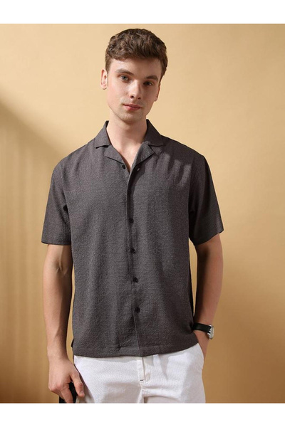 Dennis Lingo By Styli Men Relaxed Fit Textured Casual Shirt