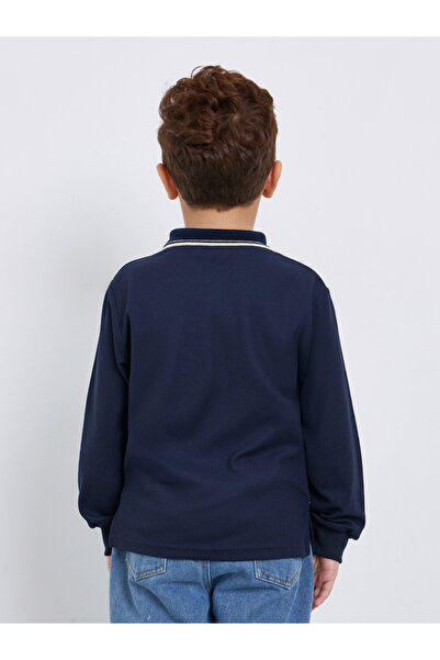 Styli Embroidered Detail Long Sleeve Tipped Polo T-Shirt