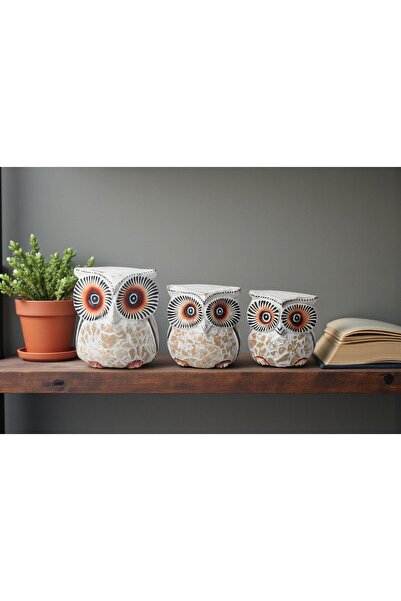 e-life shop El Yapımı Renkli Ahşap 3’lü Baykuş Heykel Biblo Seti Yeni Yıl Ev ...