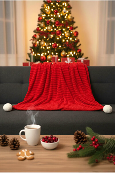 FH finehome Tivoli Pompom Red Throw Blanket 130X160Cm