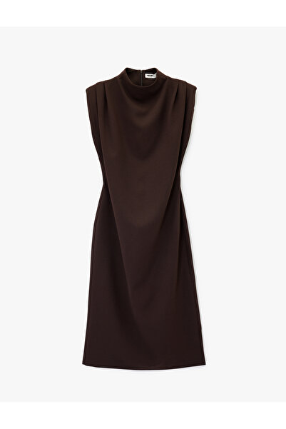 Koton Mock Neck Sleeveless Slit Detailed Basic Long Dress