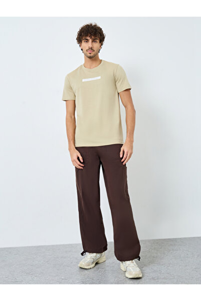 Styli Khaki Crew Neck Slogan Print T-Shirt