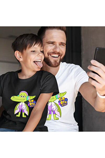 OEM Kids Boys' T-Shirt Tim Rex Terri Dactyl Pterodactyl Space Dinosaurs