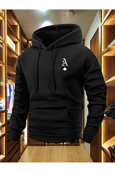 Flow touch هودي A Harfi Maça Ası مطبوع بتصميم بسيط