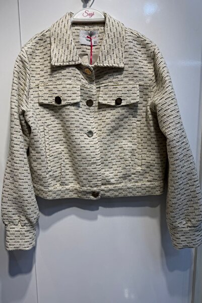 Suziş Sim Detail Tuvit Fabric Bomber Jacket and Skirt Set Cr7035