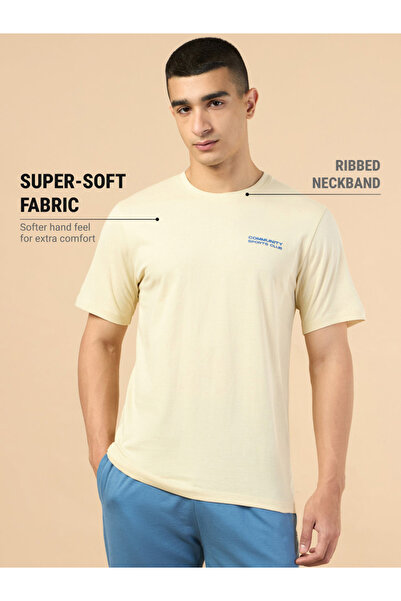 Cult By Styli Men Beige Graphic Print Short Sleeve T-Shirt