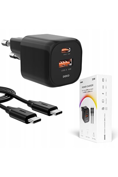 Other ÎNCĂRCĂTOR RAPID DE TELEFON USB C UNIVERSAL 20W + CABLU USB C 100W NEGRU