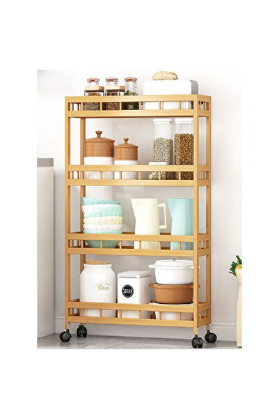 KEKE رف مطبخ خشبي متعدد الأغراض مكون من 4 طبقات