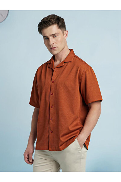 Dennis Lingo By Styli Men Textured Cuban Collar Relaxed Fit Shirt