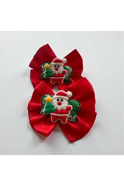 ALS Tasarım Dünyası Red Santa Claus Themed Christmas, New Year, Clip-On Hairpin