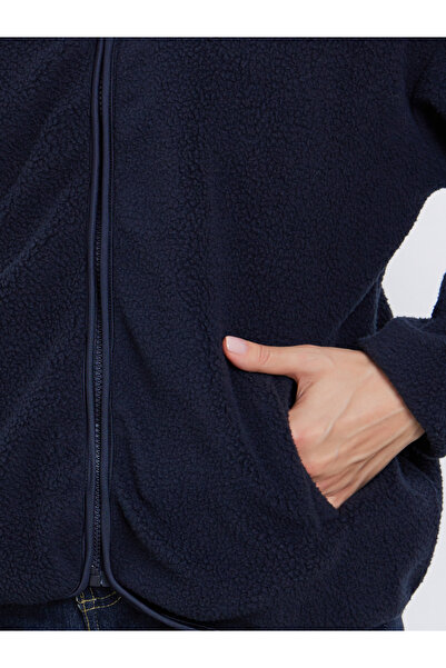 Styli Dark Blue Fleece Utility Jacket with Full Zip