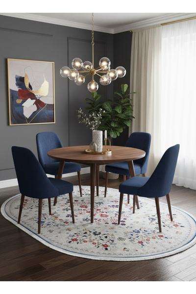 Brillant BEJ Renk Çiçek Desenli Vintage Lateks Taban Halı