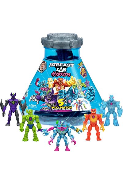MrBeast Lab مجموعة هايبردز ميجا - 5 شخصيات حركة قابلة للمزج والمطابقة مع ميجا تورسو بانثر