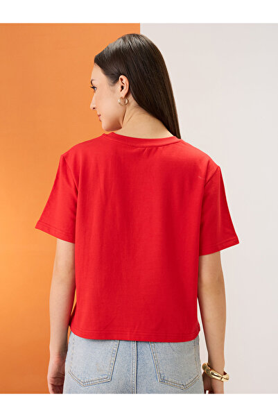 Globus By Styli Red Graphic Print Round Neck Boxy Fit T-Shirt