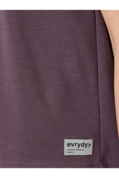 Styli Burgundy Boxy Fit Reglan Sleeve T-Shirt