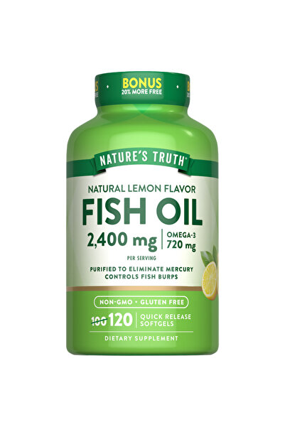 Natures Truth زيت السمك الطبيعي 2400 ملغ، 250 كبسولة هلامية بنكهة الليمون