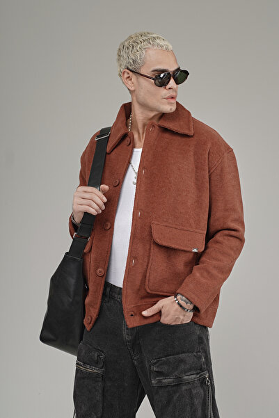 Butik Trend Biz Oversized Shirt Collar Buttoned Men's Fleece