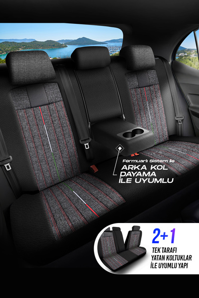 Panda Kılıf Panda Milano Series Linen Fabric Car Seat Cover - Full Set