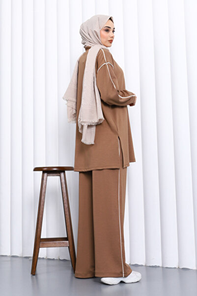 İmajButik Mink Piped Modal Suit with Tunic Trousers