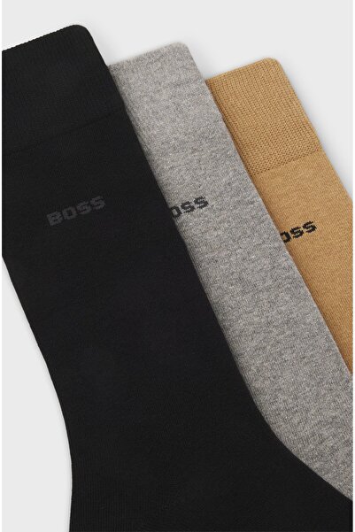 BOSS Men's Soft and Breathable Cotton Long Length Black1 Socks 50558589-964