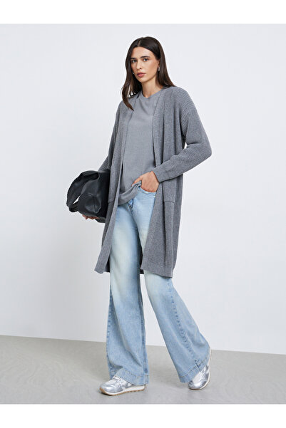 Styli Grey Regular Fit Knitted Cardigan