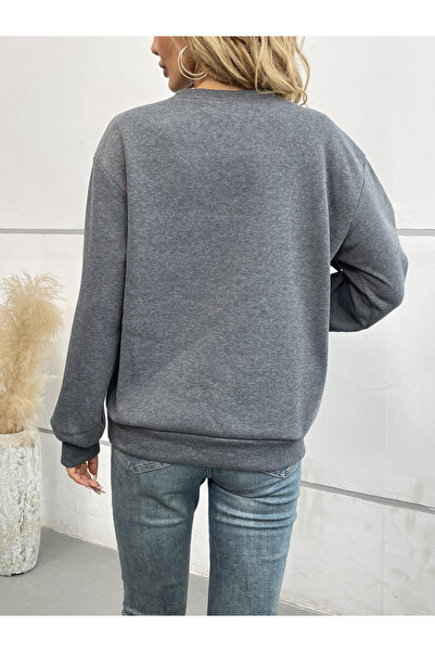 Take Two By Styli Grey Sweatshirt with Bow Detail